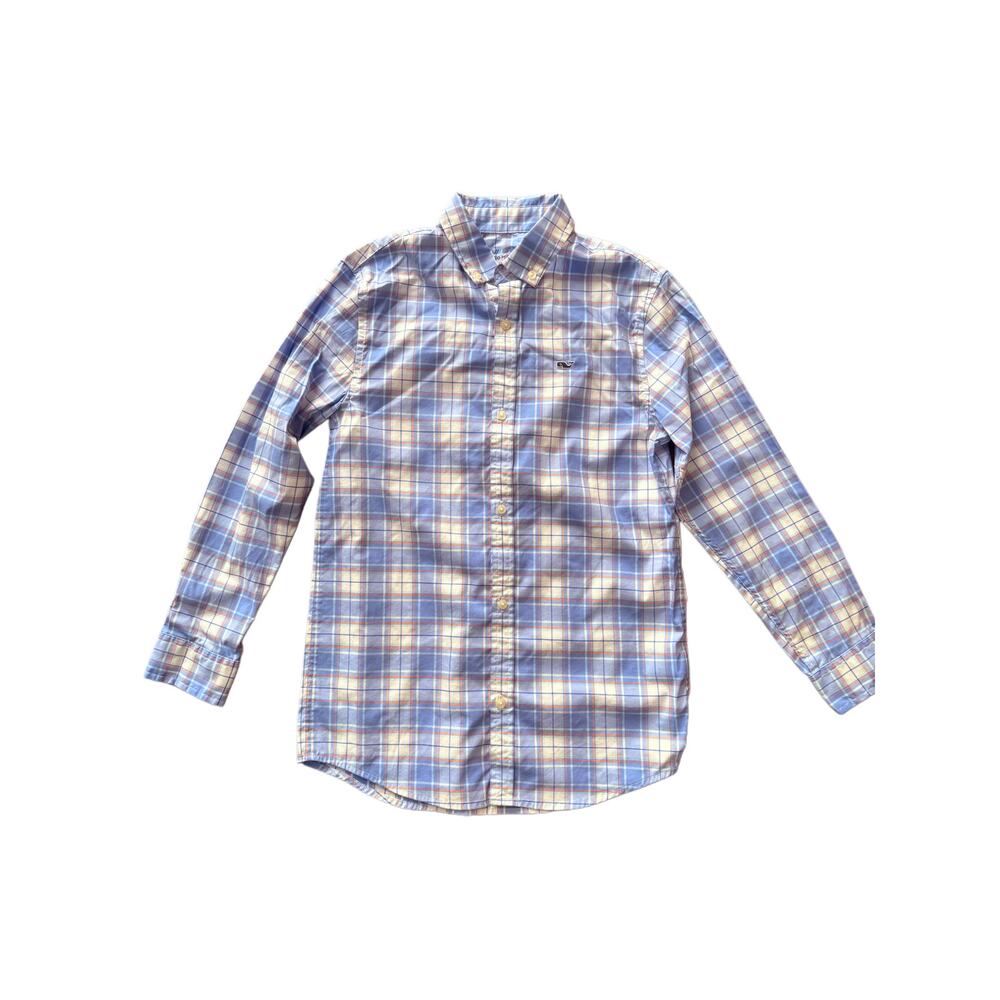 NWOT Boys Vineyard Vines blue plaid button up size S
